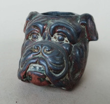 pyrogène ancien de collection en métal tête de chien bouledogue