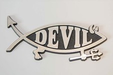 Devil Car Emblem Plaque Silver