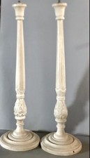 Paire/Pieds De Lampe/ Grand Modèle Style Louis XVI/Bois Patiné/Sculpté/61cm Déco
