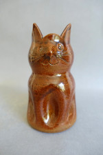 Vase zoomorphe en grès émaillé figurant un chat signé Vintage