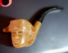 PIPE courbe BOIS  sculpté ST CLAUDE France signée R. VIOU tête NAPOLEON