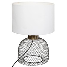 Lampe à Poser Grillage "Emie" 38cm Noir & Blanc