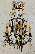 Lustre cage de style Louis XV a pendeloques et goutte d'eau XX siècle