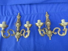 Paire d'appliques en métal bronze doré??  LUMALUX Paris style Louis XV