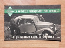 Renault Primaquatre, prospectus 1938 catalogue publicité brochure dépliant