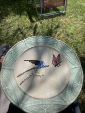 assiette barbotine oiseaux