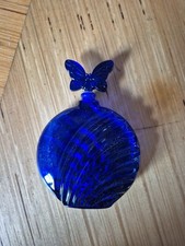  Flacon De Parfum Style Art Déco OPALINE  Bleu Turquoise H 14 Cm