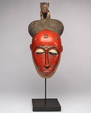FR0988 MASQUE BAOULE AVEC SOCLE COTE D'IVOIRE AFRIQUE ART TRIBAL AFRICAIN