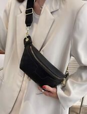 Sac Banane Noir Similicuir Femme Ceinture Réglable Sacoche Carreaux Tendance FR