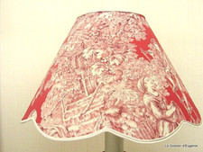 Abat-jour toile de Jouy Rouge  " Scènes champêtres"   26 cm