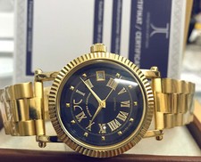 Designer Montre Automatique Homme Inox Plaqué Or Japon Miyota 5Bar 38mm Bleu