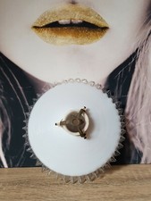 ANCIEN LUSTRE ABAT-JOUR OPALINE MONTE ET BAISSE SUSPENSION LUMINAIRE VINTAGE 