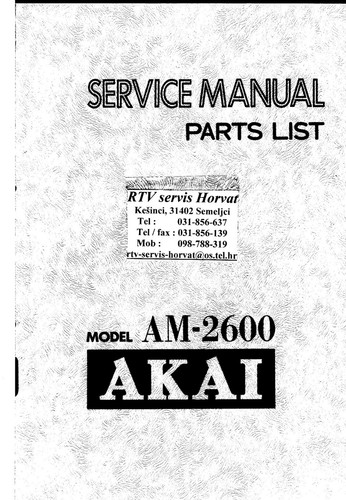Service manual for - , akai