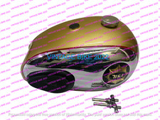 Réservoir d'essence BSA A7 A10 Golden Chrome Gas Fuel + CAP KPAD BADGE robine...