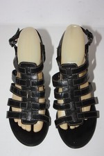 MINELLI Sandales Lanières de Cuir Noir Talons T 39 TBE