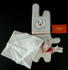 TT. DOUDOU PLAT MARESE LAPIN bleu mouchoir blanc poche rayé rouge orange NEUF