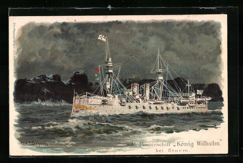 Künstler panzerschiff - künstler-ak, sm