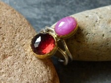 Bague en argent 925 et or 24