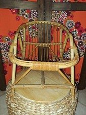 Ancienne 1970 PETITE CHAISE ENFANT en OSIER ROTIN Déco Chambre Maison