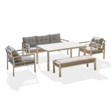 Ensemble Repas de jardin 7 Places "Cayenne" 180cm Blanc