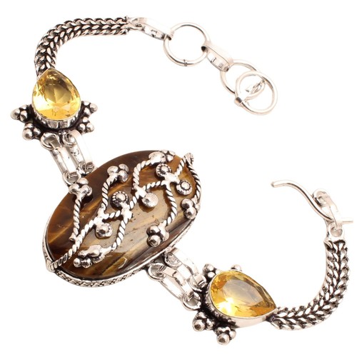 Tigre eye gemme - plaqué, argent