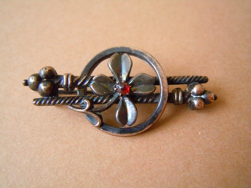 Broche antique trèfle grenat - broche,