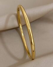 Bracelet Femme Jaune Doré Or En Acier Inoxydable Bijoux Jonc Simpe Uni