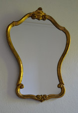 Miroir baroque cadre bois sculpté et doré 80 x 60 cm