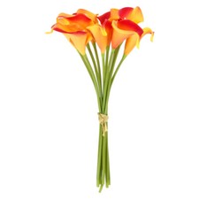   Bouquet Fleur artificiel Calla jaune rouge 10pc