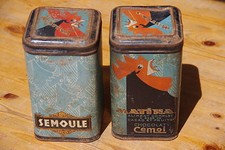 Boîtes en fer de cuisine publicitaire chocolat Cémoi Semoule café