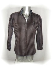 B  - Très Jolie Chemise Rayé Marron Bleu Blanc OllyGan Taille 3