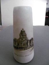 Vase ancien opaline peint main M. WIRTHS Palais de Justice Bruxelles