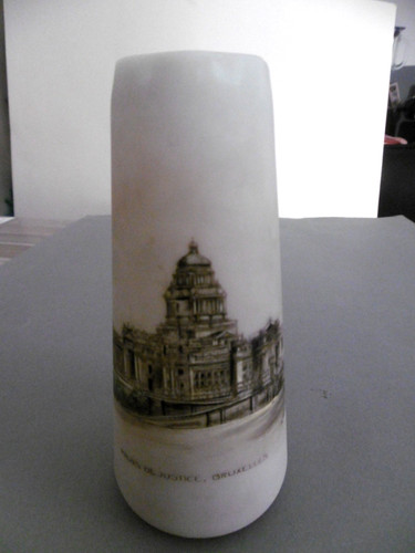 Vase ancien opaline peint - , main
