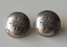 Ancienne Paire De Boucles D'oreilles Navajo Vintage En Argent 