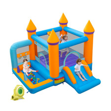 Château Structure Gonflable 5-en-1 avec Souffleur Toboggan Piscine à Balles