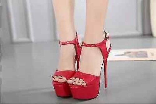 Sandales rouge brillant cuir - sandales,