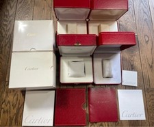 VINTAGE AUTHENTIQUE CARTIER boîte de montre rouge boîtier bois lot de 4 livre...