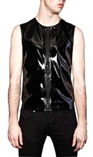 LIP SERVICE VINYL PVC FETISH CYBER RAVE GOTHIC LATEX LOOK BLACK VEST SHIRT