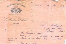 FACTURE  1912 HUILES SAVONS CAFES GRAISSES L MARTIN DELOCHE A SALON - M. MALI