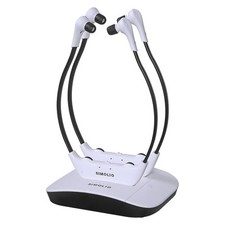 SIMOLIO Casque TV 2.4 GHz sans fil avec batterie de rechange & microphone