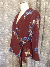 ZARA top blouse légère façon  kimono  L 40 polyester fleuri bordeaux