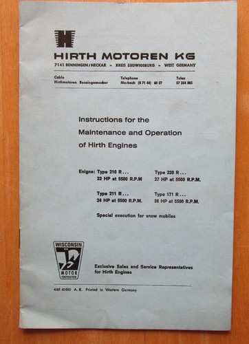 Hirth motoren instructions - motoren,