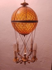 Lustre montgolfière 4 feux en cristal de citrine style Maison Baguès vers 1960