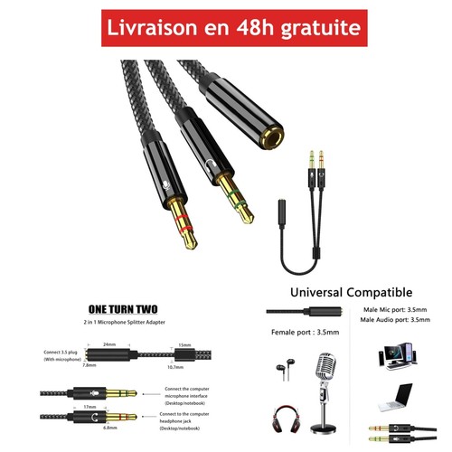 Adaptateur jack audio stéréo - audio,