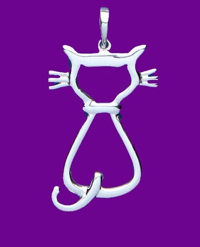 Pendentif chat argent - chat,