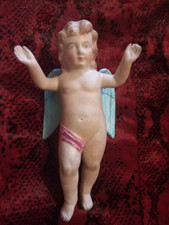 ANCIEN ANGE PUTTI CHERUBIN BENITIER 19EME EN   BISCUIT époque 19 ème