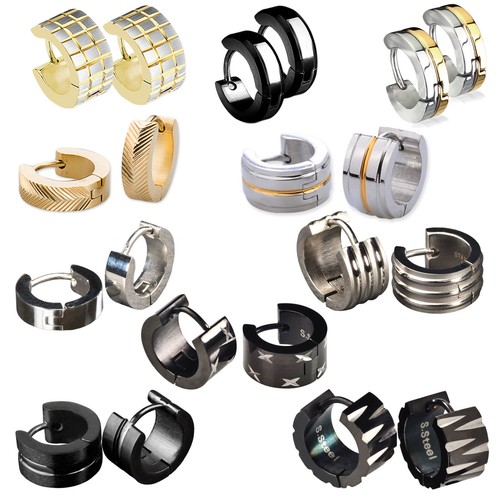 Créoles noir argent inox - créoles,