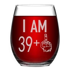 Verre à vin sans pied pour 40e anniversaire pour homme et femme - 500 ml - Mo...