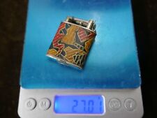 petit briquet à essence gainé cuir art déco,P 27g,30x40mm