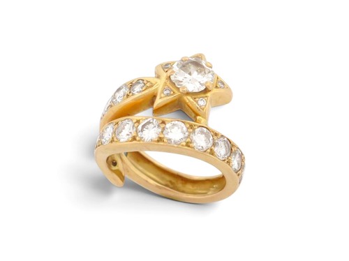 Bague etoile filante diamants - bague,